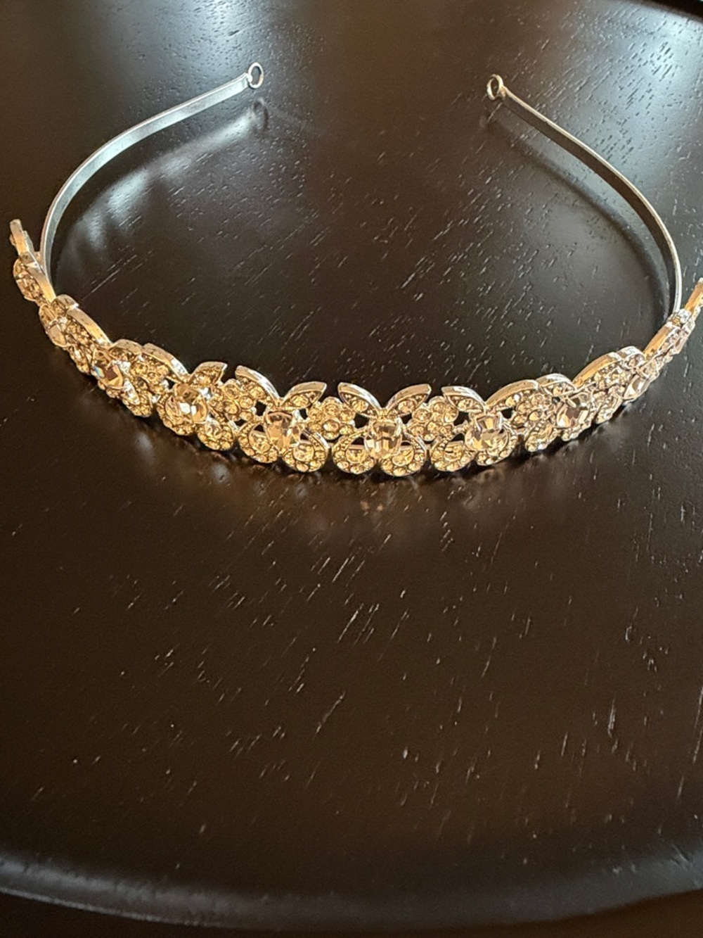 Bridal Floral Tiara Headband - Rhinestone Accent